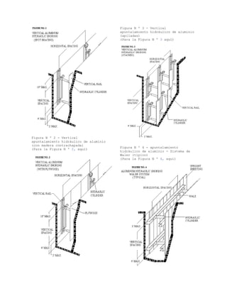 Figura N º 2 - Vertical
apuntalamiento hidráulico de aluminio
(con madera contrachapada)
(Para la Figura N º 2, aquí)
Figura N º 3 - Vertical
apuntalamiento hidráulico de aluminio
(apiladas)
(Para la Figura N º 3 aquí)
Figura N º 4 - apuntalamiento
hidráulico de aluminio - Sistema de
Waler (típico)
(Para la Figura N º 4, aquí)
 