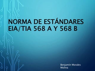NORMA DE ESTÁNDARES
EIA/TIA 568 A Y 568 B
Benjamín Morales
Molina
 