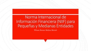 Norma Internacional de
Información Financiera (NIIF) para
Pequeñas y Medianas Entidades
Wilson Renan Molina Muriel
 