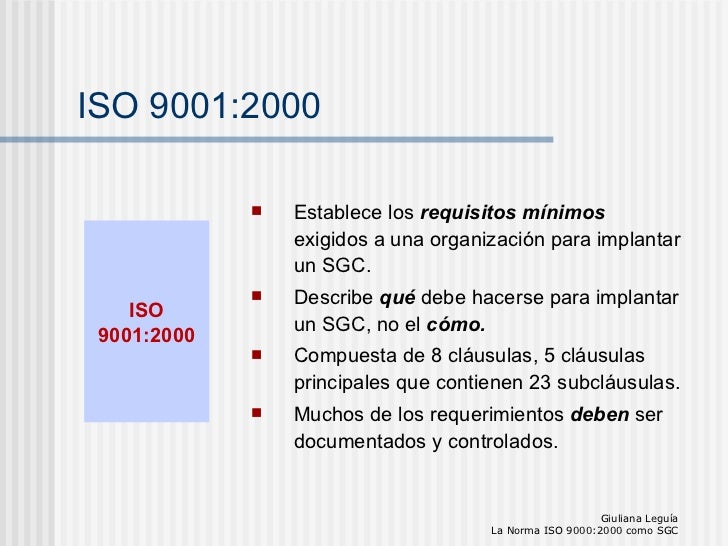 Norma ISO 9000 2000 Como Sistema de Gestión de la Calidad Norma ISO 9000 2000 Como Sistema de Gestión de la Calidad