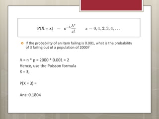 Poisson Error Formula Normal Distribution, Binomial Distribution, Poisson Distribution | PPTX