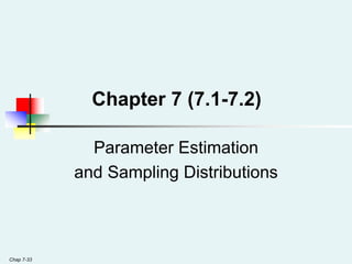 Chap 7-33
Parameter Estimation
and Sampling Distributions
Chapter 7 (7.1-7.2)
 