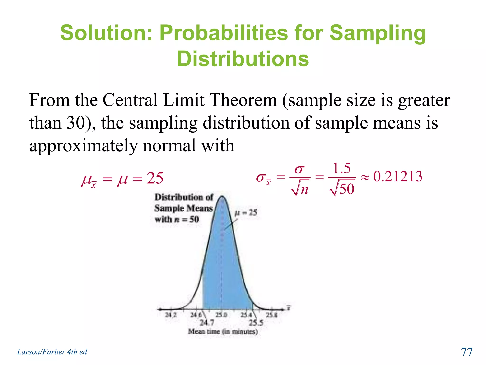 Probability and the Central Limit TheoremTo transform x to a z-score75Larson/Farber 4th ed