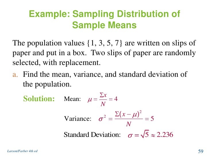 How To Find Mean Of Sampling Distribution With The Mean And Standard