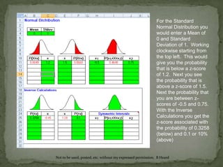 Normal Distribution Bonus LectureWhat is the probability that a 12 year-old boy is taller than 67 inches?Notice we use the top middle option because from the cartoon you can see this gives the probability that it is above the value you put in the green box.  Entering 67 gives us the probability 0.2743 that he is taller than 67 inches.Not to be used, posted, etc. without my expressed permission.  B Heard