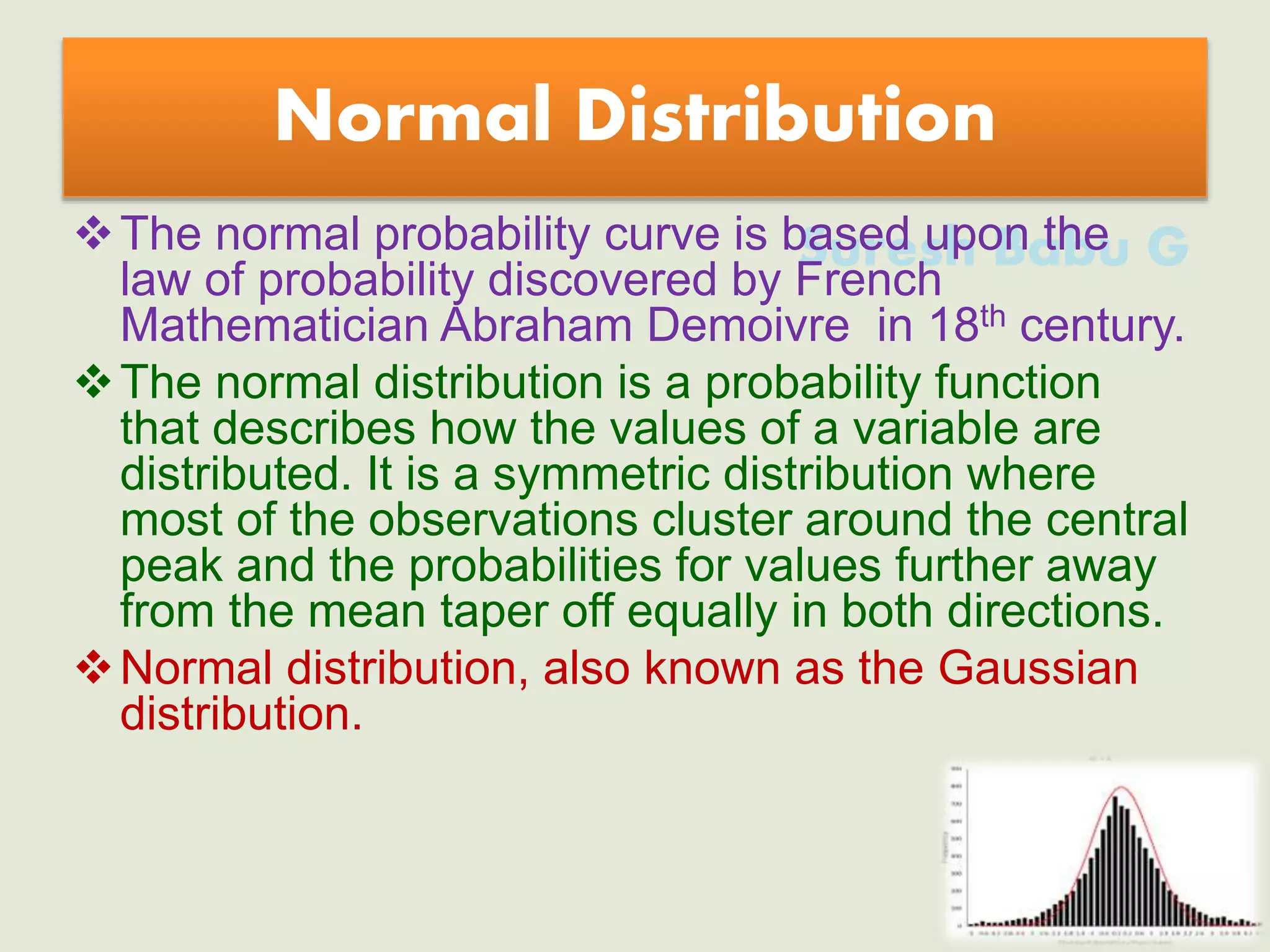 Normal Distribution, Skewness and kurtosis | PPT