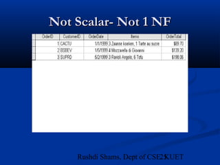25Rushdi Shams, Dept of CSE, KUET
Not Scalar- Not 1 NFNot Scalar- Not 1 NF
 