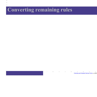 Converting remaining rules
Chomsky and Greibach Normal Forms – p.15/2
 