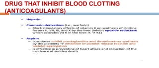 DRUG THAT INHIBIT BLOOD CLOTTING
(ANTICOAGULANTS)
 