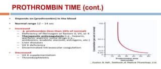 PROTHROMBIN TIME (cont.)
 