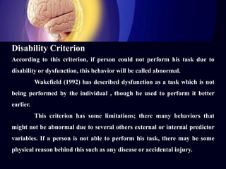 Concept of Normality and Abnormality 