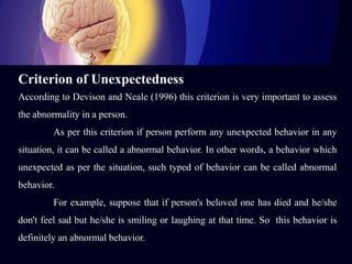 Concept of Normality and Abnormality 