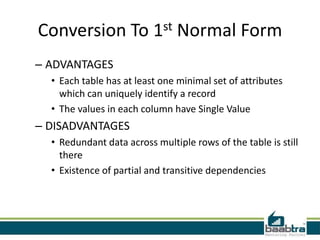 Normalization in databases | PPTX