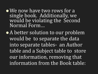 Normalization presentation in Database Management System | PPTX