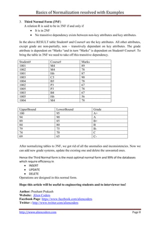 Basics of Normalization with Examples | PDF