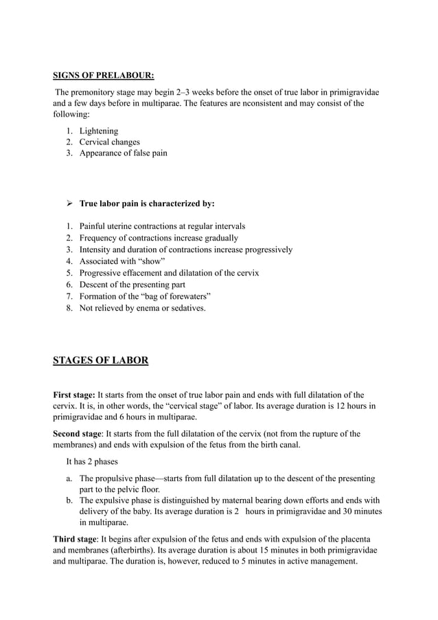 Normal labor a presentation by medicos pdf