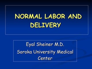 NORMAL LABOR AND DELIVERY  Eyal Sheiner M.D. Soroka University Medical Center 