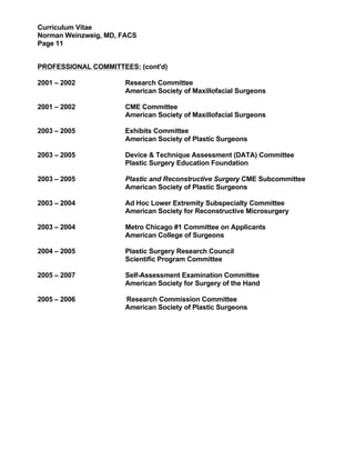 Curriculum Vitae
Norman Weinzweig, MD, FACS
Page 11
PROFESSIONAL COMMITTEES: (cont'd)
2001 – 2002 Research Committee
Ameri...