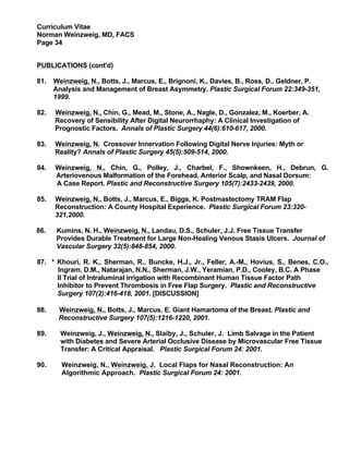 Curriculum Vitae
Norman Weinzweig, MD, FACS
Page 34
PUBLICATIONS (cont'd)
81. Weinzweig, N., Botts, J., Marcus, E., Brigno...