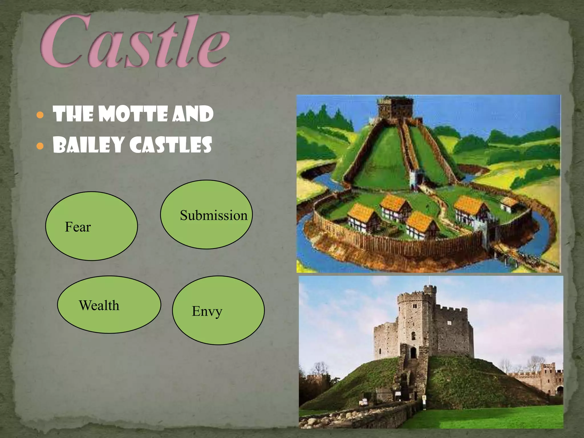  The Motte and
 Bailey Castles
Fear
Submission
Wealth Envy
 