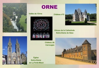 ORNE
Vallée de l’Orne

Château d’O

Vitraux de la Cathédrale
Notre-Dame de Sées

Château de
Carrouges

Église
Notre-Dame
de La Ferté-Macé

 
