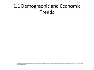 1.1 Demographic and Economic
Trends
http://www.worldbank.org.in/WBSITE/EXTERNAL/COUNTRIES/SOUTHASIAEXT/INDIAEXTN/0,,contentMDK:22339000~pagePK:141137~piPK:141127~theSi
tePK:295584,00.html
 