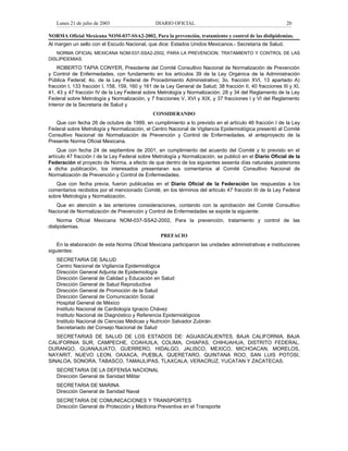 Norma oficial mexicana nom 037-ssa2-2002, para la prevención, tratamiento y control de las dislipidemias.