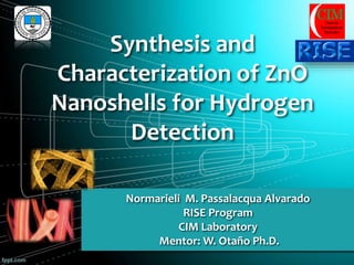 Synthesis and
Characterization of ZnO
Nanoshells for Hydrogen
Detection
Normarieli M. Passalacqua Alvarado
RISE Program
CIM Laboratory
Mentor: W. Otaño Ph.D.
CIMCentrode
Investigaciónen
Materiales
 