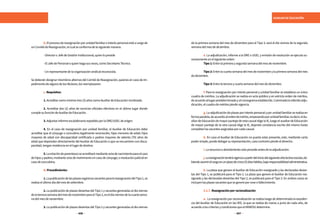 406 407
AUXILIAR DE EDUCACIÓN
	 b.Elprocesodereasignaciónporunidadfamiliareinteréspersonalestáacargode
unComitédeReasignación,elcualseconformadelasiguientemanera:
	 -DirectoroJefedeGestiónInstitucional,quienlopreside
	 -ElJefedePersonaloquienhagasusveces,comoSecretarioTécnico.
	 -Unrepresentantedelaorganizaciónsindicalreconocida.
SedeberándesignarmiembrosalternosdelComitédeReasignación,quienesencasodeim-
pedimentodealgunodelostitulares,losreemplazarán.
	c.Requisitos:
	 1.Acreditarcomomínimotres(3)añoscomoAuxiliardeEducaciónnombrado.
	 2. Acreditar dos (2) años de servicios oficiales efectivos en el último lugar donde
cumplesufuncióndeAuxiliardeEducación.
	 3.AdjuntarinformeescalafonarioexpedidoporlaDRE/UGELdeorigen.
	 4. En el caso de reasignación por unidad familiar, el Auxiliar de Educación debe
acreditar que el cónyuge o concubino legalmente reconocido, hijos menores de edad, hijos
mayores de edad con discapacidad certificada o padres mayores de setenta (70) años de
edad que dependan directamente del Auxiliar de Educación o que se encuentren con disca-
pacidad,tenganresidenciaenellugardedestino.
	 5.Larelacióndeparentescoseacreditarámedianteactadenacimientoparaelcaso
de hijos y padres; mediante acta de matrimonio en caso de cónyuge; o resolución judicial en
casodeconcubino.
	 d.Procedimiento:
	 1.LapublicacióndelasplazasorgánicasvacantesparalareasignacióndelTipo1,se
realizaelúltimodíadelmesdesetiembre.
	 2. La publicación de plazas desiertas del Tipo 1 y vacantes generadas al día viernes
delatercerasemanadelmesdenoviembreparaelTipo2,eseldíaviernesdelacuartasema-
nadelmesdenoviembre.
	 3. La publicación de plazas desiertas del Tipo 2 y vacantes generadas al día viernes
de la primera semana del mes de diciembre para el Tipo 3, será el día viernes de la segunda
semanadelmesdediciembre.
	 e. La adjudicación, informe a la DRE o UGEL y emisión de resolución se ejecuta su-
cesivamenteenelsiguienteorden:
	 Tipo1:Entrelaprimeraysegundasemanadelmesdenoviembre.
	 Tipo 2:Entrelacuartasemanadelmesdenoviembreylaprimerasemanadelmes
dediciembre.
	 Tipo3:Entrelaterceraycuartasemanadelmesdediciembre.
	 f. Para la reasignación por interés personal y unidad familiar se establece un único
cuadro de méritos. La adjudicación se realiza en acto público y en estricto orden de méritos,
deacuerdoallugarpredeterminadoyalcronogramaestablecido.Culminadalareferidaadju-
dicación,elcuadrodeméritospierdevigencia.
	 g.Laadjudicacióndeplazasporinteréspersonalyporunidadfamiliarserealizaen
formaparalela,deacuerdoalordendemérito,empezandoporunidadfamiliar,esdecir,elAu-
xiliardeEducacióndemayorpuntajedeestacausaleligelaIE,luegoelauxiliardeEducación
de mayor puntaje de la otra causal elige la IE, dejando constancia escrita del mismo hasta
completarlasvacantesasignadasporcadacausal.
	 h. En caso el Auxiliar de Educación no pueda estar presente, este, mediante carta
podersimple,puededelegarsurepresentación,casocontrariopierdeelderecho.
	 i.Larenunciaodesistimientosoloprocedeantesdelaadjudicación.
	 j.Lareasignacióntendrávigenciaapartirdeliniciodelsiguienteañolectivoescolar,de-
biendoasumirelcargoenunplazodecinco(5)díashábiles,bajoresponsabilidadadministrativa.
	 k. La plaza que genere el Auxiliar de Educación reasignado y las declaradas desier-
tas del Tipo 1, se publicará para el Tipo 2. La plaza que genere el Auxiliar de Educación rea-
signado y las declaradas desiertas del Tipo 2, se publicará para el Tipo 3. En ambos casos se
incluyenlasplazasvacantesquesegenereporceseofallecimiento.
	 5.1.7.Reasignaciónporracionalización
	a. La reasignación por racionalización se realiza luego de determinada la exceden-
cia del Auxiliar de Educación en las IIEE, la que se realiza de marzo a junio de cada año, de
acuerdoaloscriteriosycondicionesqueelMINEDUdetermine.
 