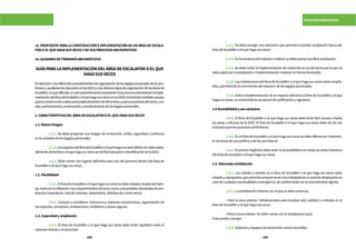 338 339
ESCALAFÓN MAGISTERIAL
13. PROPUESTA PARA LA CONSTRUCCIÓN E IMPLEMENTACIÓN DE UN ÁREA DE ESCALA-
FÓNOELQUEHAGASUSVECESYDESUSPROCESOSARCHIVÍSTICOS
14.GLOSARIODETÉRMINOSARCHIVÍSTICOS
GUÍAPARALAIMPLEMENTACIÓNDELÁREADEESCALAFÓNOELQUE
HAGASUSVECES
Enatenciónalosdiferentesprocedimientosdeorganizacióndeloslegajospersonalesdelospro-
fesoresyauxiliaresdeeducaciónenlasIGEDyalosdiversostiposdeorganizacióndelasÁreasde
Escalafón,loquedificultaunsoloprocedimiento;lapresenteGuíaprocuraestandarizarlaimple-
mentacióndelÁreadeEscalafónoelquehagasusvecesenlasIGED,brindandomúltiplespautas
paralaconstrucciónyadecuadaimplementacióndedichaárea,yparaunaprontaubicación,ma-
nejo,archivamiento,conservaciónymantenimientodeloslegajospersonales.
1.CARACTERÍSTICASDELÁREADEESCALAFÓNOELQUEHAGASUSVECES
1.1.Buenaimagen
	 1.1.1. Se debe proyectar una imagen de innovación, orden, seguridad y confianza
enlacustodiadeloslegajospersonales.
	 1.1.2.LosespaciosdelÁreadeEscalafónoelquehagasusvecesdebenseradecuados,
debiendodichaÁreaoelquehagasusvecesserdefácilubicacióneidentificaciónenlaIGED.
	 1.1.3. Debe contar con lugares definidos para uso del personal dentro del Área de
Escalafónoelquehagasusveces.
1.2.Flexibilidad
	 1.2.1.ElÁreadeEscalafónoelquehagasusvecessedebeadaptaralpasodeltiem-
po,tantoenloreferentealosrequerimientostécnicoscomoalasposiblesdemandasdeam-
pliación(repositorio,saladeconsulta,tratamiento,distribución,entreotros).
	 1.2.2. Campos a considerar: Estructura y sistemas constructivos, organización de
losespacios,corredores,instalaciones,mobiliarioyzonasseguras.
1.3.Capacidadyampliación
	 1.3.1. El Área de Escalafón o el que haga sus veces debe tener equilibrio entre el
volumeninterioryeláreatotal.
	 1.3.2. Se debe escoger una ubicación que permita la posible ampliación futura del
ÁreadeEscalafónoelquehagasusveces.
	 1.3.3.Enlaconstrucciónexterioreinteriorsedebepreverunafácilampliación.
	1.3.4. Se debe evitar la implementación de andamios al ras del techo por lo que se
debeoptarporlaampliacióneimplementaciónmodularenformahorizontal.
	 1.3.5.LasinstalacionesdelÁreadeEscalafónoelquehagasusvecesseránamplia-
bles,permitiendoelcrecimientodelvolumendeloslegajospersonales.
	 1.3.6.AntelaimplementacióndeunespacioadicionalalÁreadeEscalafónoelque
hagasusveces,semantendrálasecuenciadecodificaciónysignatura.
1.4Accesibilidadyusoexclusivo
	 1.4.1. El Área de Escalafón o el que haga sus veces debe tener fácil acceso a todas
las áreas u oficinas de la IGED. El Área de Escalafón o el que haga sus veces debe ser de uso
exclusivoparalosprocesosarchivísticos.
	 1.4.2.EnelÁreadeEscalafónoelquehagasusvecessedebediferenciarclaramen-
telaszonasdeusopúblicoydelosusointerno.
	 1.4.3. El servicio higiénico debe tener la accesibilidad con todas las áreas interiores
delÁreadeescalafónoelquehagasusveces.
1.5.Adecuadaseñalización
	 1.5.1. Los carteles o señales en el Área de Escalafón o el que haga sus veces serán
simplesyapropiados,quepermitanproporcionaralostrabajadoresyusuariosdesplazarseen
casodecualquiereventualidadoemergencia,deconformidadconlanormatividadvigente.
	 1.5.2.Laseñalizaciónmínimaconlaquesedebecontares:
	 • Para la zona exterior. Señalizaciones para localizar la(s) salida(s) o entrada (s) al
ÁreadeEscalafónoelquehagasusveces.
	 •Paralazonainterior.Sedebecontarconlaseñalizaciónpara:
Evacuaciónyescape.
	 1.5.3.Sistemasyequiposdeprevencióncontraincendios.
 