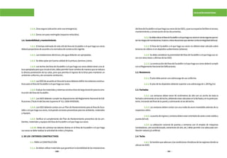 340 341
ESCALAFÓN MAGISTERIAL
	 1.5.4.Zonasegura(ubicaciónanteunaemergencia).
	 1.5.5.Zonasconpasorestringido(espaciosreducidos).
1.6.Sostenibilidadymantenimiento
	1.6.1. El tiempo estimado de vida útil del Área de Escalafón o el que haga sus veces
deberáproyectarsedeacuerdoalanormativadeconstrucciónvigente.
	 1.6.2.Lasinstalacioneseléctricasydeaguadeberánserapropiadas.
	 1.6.3.Sedebeoptarporbuenacalidaddelapintura,barnicesyotros.
	 1.6.4. Los techos del Área de Escalafón o el que haga sus veces deben tener una al-
turaapropiadaparaquecirculeelaire,debepermitirhacersombrademaneraquesereduzca
la directa penetración de luz solar, pero que permita el ingreso de la brisa para mantener un
ambienteuniformeydeconstanteventilación.
	 1.6.5.LasIGEDdeacuerdoalclimadelazonadeberándefinirlossistemasconstruc-
tivosparaelÁreadeEscalafónoelquehagasusveces.
	 1.6.6.Evaluarlosmaterialesysistemasconstructivosdelargaduraciónparalacons-
truccióndelÁreadeEscalafón.
	 1.6.7. Las IGED deberán cumplir las disposiciones del Reglamento Nacional de Edi-
ficaciones(TítuloIIIdelDecretoSupremoN°011-2006-VIVIENDA).
	 1.6.8.LasIGEDdeberáncontarconunPlandeMantenimientoparaelÁreadeEsca-
lafón o el que haga sus veces, incluyendo acciones preventivas para los ambiente, materiales
yequipos.
	 1.6.9. Verificar el cumplimiento del Plan de Mantenimiento preventivo de los am-
bientes,materialesyequiposdelÁreadeEscalafónoelquehagasusveces.
	 1.6.10. Antes de culminar las labores diarias en el Área de Escalafón o el que haga
susvecessedeberealizarlaactividaddeordenylimpieza.
2.DELOS CRITERIOSCONSTRUCTIVOS
	 2.1.PARALACONSTRUCCIÓN
	 2.1.1.Sedebenutilizarmaterialesquegaranticenladurabilidaddelasinstalaciones
delÁreadeEscalafónoelquehagasusvecesdelasIGED,yquesusespaciosfacilitenelacceso,
mantenimientoyconservacióndelosdocumentos.
	 2.1.2.SedebeubicarelÁreadeEscalafónoelquehagasusvecesenzonassegurasqueevi-
tenlosriesgosdeinundaciones,huaicosuotrassituacionesqueatentencontralaintegridaddellocal.
	 2.1.3. El Área de Escalafón o el que haga sus veces no deberá estar ubicado sobre
terrenosderellenoniendepósitossubterráneos(sótanos).
	 2.1.4. SedebeconsiderarlaproximidaddelÁreadeEscalafónoelquehagasusve-
cesconotrasáreasuoficinasdelasIGED.
	 2.1.5.LaconstruccióndelÁreadeEscalafónoelquehagasusvecesdeberácumplir
conelReglamentoNacionaldeEdificaciones.
2.2.Resistencia
	 2.2.1.Elpisodebepreverunasobrecargadeusouniforme.
	 2.2.2.Elpisodelosdepósitosdeberánsoportarunasobrecargade1.200Kg/m2.
2.3.Fachadas
	2.3.1. Las ventanas deben tener 40 centímetros de alto con un ancho de toda la
fachadaculminandoalrasdeltecho,debiendoestarubicadasenlafachadayenlapartepos-
terior,iniciandodelfinaldelaparedyculminandoalrasdeltecho.
	 2.3.2. Las ventanas deben contar con una malla de acero inoxidable además de su
respectivovidrio.
	 2.3.3.Lapuertadeingresoyventanadebenestarorientadadeoesteaeste(saliday
puestadelsol).
	 2.3.4. La utilización racional de puertas y ventanas con el empleo de máquinas
(ventiladores, aire acondicionado, extractores de aire, etc.) debe permitir una adecuada ven-
tilaciónnaturaly/oartificial.
2.4.Techo
	2.4.1.Setendránqueadecuaralascondicionesclimáticasdelasregionesdondese
ubicanlasIGED.
 