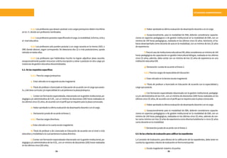 114 115
SITUACIONES ADMINISTRATIVAS
	 6.2.2 Losprofesoresquedeseenpostularaloscargosjerárquicosdebeninscribirse
enlaI.E.dondesonprofesoresnombrados.
	 6.2.3Losprofesorespostulanespecificandoelcargo,lamodalidad,laforma,cicloy
el niveleducativo.
	 6.2.4 Los profesores solo pueden postular a un cargo vacante en la misma UGEL o
DRE donde laboran, según corresponda. De detectarse dos (2) o más postulaciones, queda
retiradoentodasellas.
	 6.2.5 Los profesores que habiéndose inscrito no logran adjudicar plaza vacante;
excepcionalmente pueden renunciar a dicha inscripción y volver a postular en otro cargo y/o
instanciasdegestióneducativadescentralizadas.
6.3.Delosrequisitosespecíficos
	 6.3.1.Paraloscargosjerárquicos:
	 a. Estarubicadoenlasegundaescalamagisterial
	 b. Título de profesor o licenciado en Educación de acuerdo con el cargo que postu-
la.ydeláreacurriculary/oespecialidadalcualpertenecelaplazajerárquica.
	 c. Contarconformaciónespecializada,relacionadaconlagestióninstitucional,pe-
dagógica y/o administrativa de II.EE., con un mínimo de doscientas (200) horas realizadas en
losúltimoscinco(5)años,deacuerdoconelperfilqueserequiereparalaplazaconvocada.
	 d.Haberaprobadolaúltimaevaluacióndedesempeñodocenteoenelcargo.
	 e. DeclaraciónjuradadeacuerdoalAnexo2.
	 6.3.2 Paraloscargosdirectivos:
	 a)Estarubicadoenlacuartaescalamagisterial.
	 b) Título de profesor o de Licenciado en Educación de acuerdo con el nivel o ciclo
educativoymodalidadalacualpertenecelaplazadirectiva.
	 c) Contar con formación especializada relacionada con la gestión institucional, pe-
dagógica y/o administrativa de las II.EE., con un mínimo de doscientas (200) horas realizadas
enlosúltimoscinco(05)años.
	 d)Haberaprobadolaúltimaevaluacióndedesempeñodocenteoenelcargo.
	 e) Excepcionalmente, para la modalidad de EBA, deberán considerarse capacita-
ciones en aspectos pedagógicos o de gestión institucional en la modalidad de EBA, con un
mínimo de 140 horas pedagógicas, realizada en los últimos cinco (5) años. Asimismo, el ha-
berse desempeñado como docente de aula en la modalidad, con un mínimo de tres (3) años
deexperiencia.
	 f)ParaelcasodeinstitucioneseducativasEIB,debeconsiderarseunmínimode140
horas pedagógicas de capacitación en gestión intercultural bilingüe, realizada en los últimos
cinco (5) años; además, debe contar con un mínimo de tres (3) años de experiencia en una
institucióneducativaEIB.
	 g)DeclaraciónJuradadeacuerdoalAnexo2.
	 6.3.3ParaloscargosdeespecialistadeEducación:
	 a)Estarubicadoenlaterceraescalamagisterial.
	 b) Título de profesor o licenciado en Educación de acuerdo con la especialidad y
cargoquepostula.
	 c) Con formación especializada relacionada con la gestión institucional, pedagógi-
ca y/o administrativa de las II.EE., con un mínimo de doscientas (200) horas realizadas en los
últimoscinco(5)años,deacuerdoconelperfilqueserequiereparalaplazaconvocada.
	 d)Haberaprobadolaúltimaevaluacióndedesempeñodocenteoenelcargo.
	 e) Excepcionalmente para la modalidad de EBA, deberán considerarse capacita-
ciones en aspectos pedagógicos o de gestión institucional en la modalidad de EBA, con un
mínimo de 140 horas pedagógicas, realizadas en los últimos cinco (5) años, además de con-
tar como mínimo con tres (3) años de experiencia como director/subdirector o cinco (5) años
comodocenteenlamodalidad.
	 f)DeclaraciónjuradadeacuerdoconelAnexo2.
6.4.Deloscriteriosdeevaluaciónparacalificarlosexpedientes
La Comisión de Evaluación, para efectos de la calificación de los expedientes, debe tener en
cuentalossiguientescriteriosdeevaluaciónenformaexcluyente:
	 a)Escalamagisterial:máximo16puntos
 