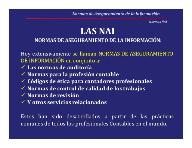Normas de aseguramiento NAI