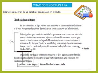 Cita textual de más de 40 palabras con énfasis en el texto:
 