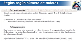 Reglas según número de autores
 