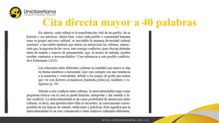 Cita directa mayor a 40 palabras
 