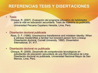 REFERENCIAS ABSTRACTS DE TESIS Y
            DISERTACIONES



• Resumen (abstract) no publicado:
   Rocafort, C. M., Stere...