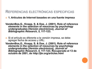 Normas ApA referencias electrónicas