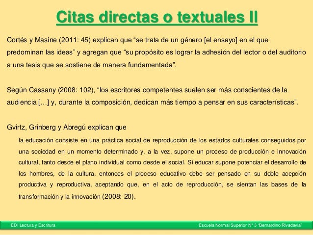 Como Poner Citas Textuales En Un Ensayo Ejemplo - Citas Para Adultos En