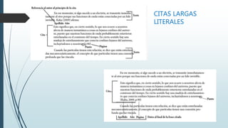 CITAS LARGAS
LITERALES
 
