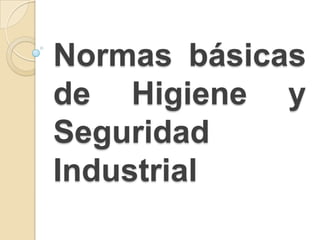 Normas básicas de Higiene y Seguridad Industrial 