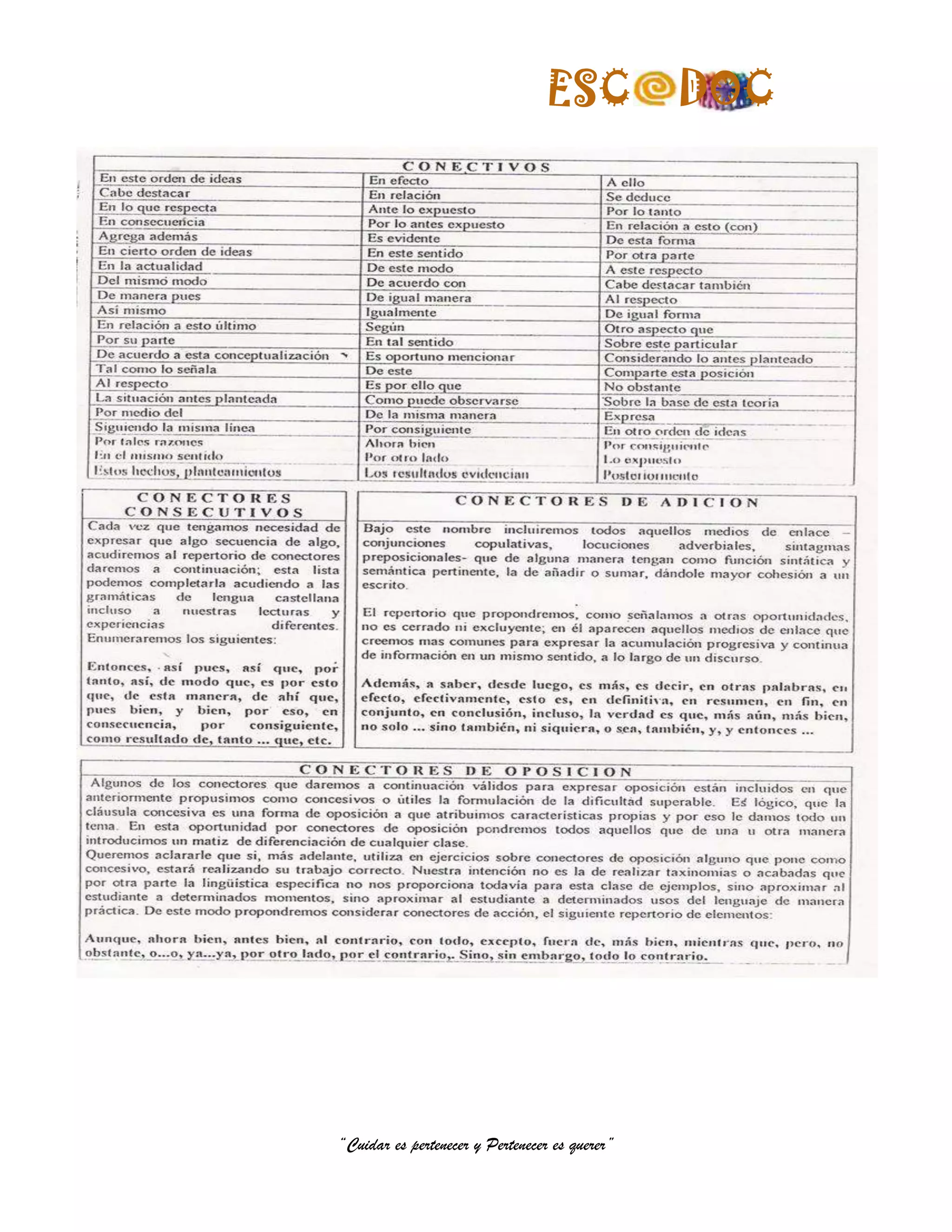 ESC            DOC




“Cuidar es pertenecer y Pertenecer es querer”
 