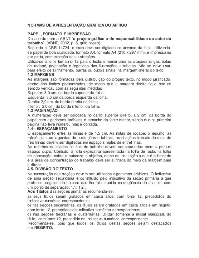 Normas de apresentação gráfica do artigo