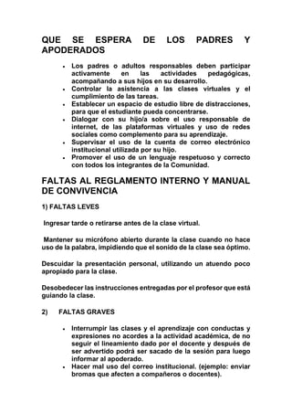 Normas de convivencia | PDF