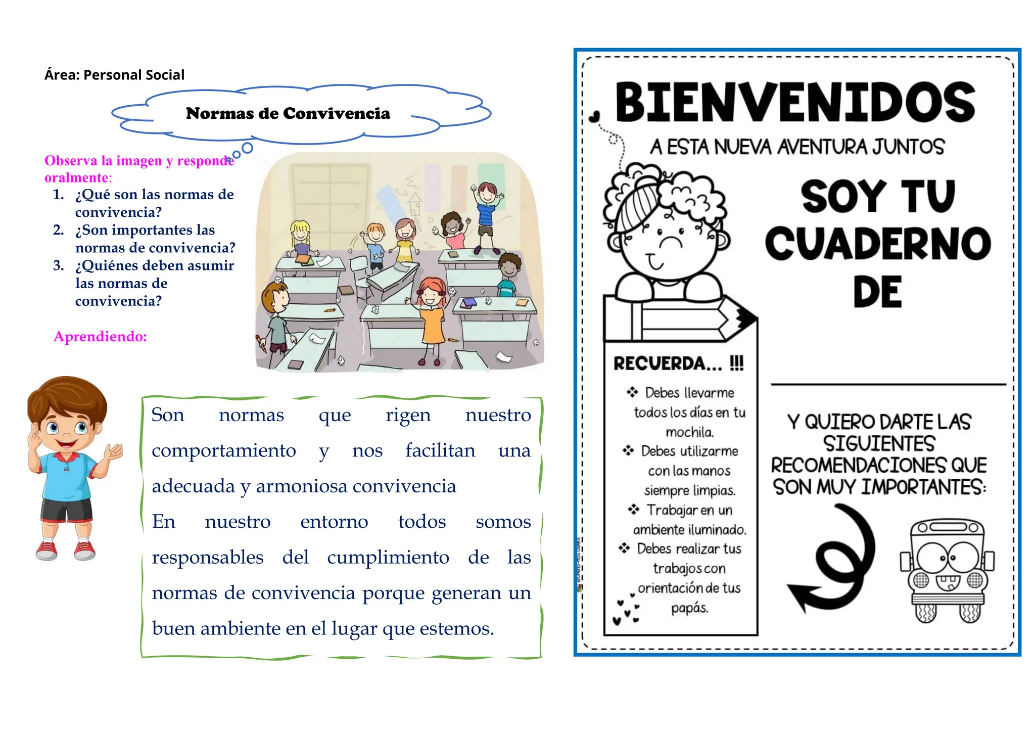 Normas de convivencia para trabajar con niños de 6 a 7 años. | DOCX