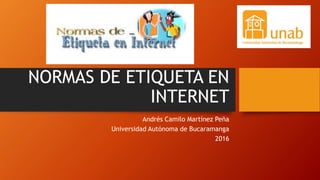 NORMAS DE ETIQUETA EN
INTERNET
Andrés Camilo Martínez Peña
Universidad Autónoma de Bucaramanga
2016
 