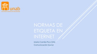 NORMAS DE
ETIQUETA EN
INTERNET
María Camila Pico Ortiz
Comunicación Social
 