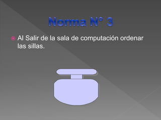  Al Salir de la sala de computación ordenar
las sillas.
 