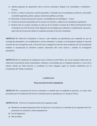 Normas del servicio comunitario