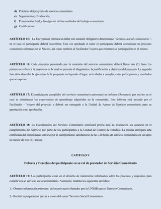 Normas del servicio comunitario